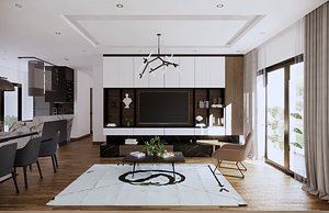 Sketchup Scene Modern Living Room And Kitchen