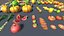 3D-Asset-Paket mit Obst und Gemüse, inklusive Holzkisten und spielfertigen Lebensmittel-Requisiten