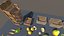 3D-Asset-Paket mit Obst und Gemüse, inklusive Holzkisten und spielfertigen Lebensmittel-Requisiten