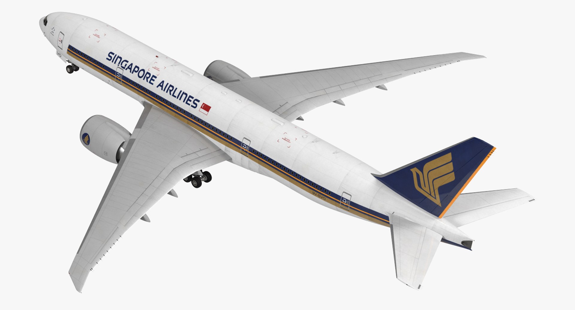 Boeing 777 200LR Singapore Airlines 3D Model 3D model preview