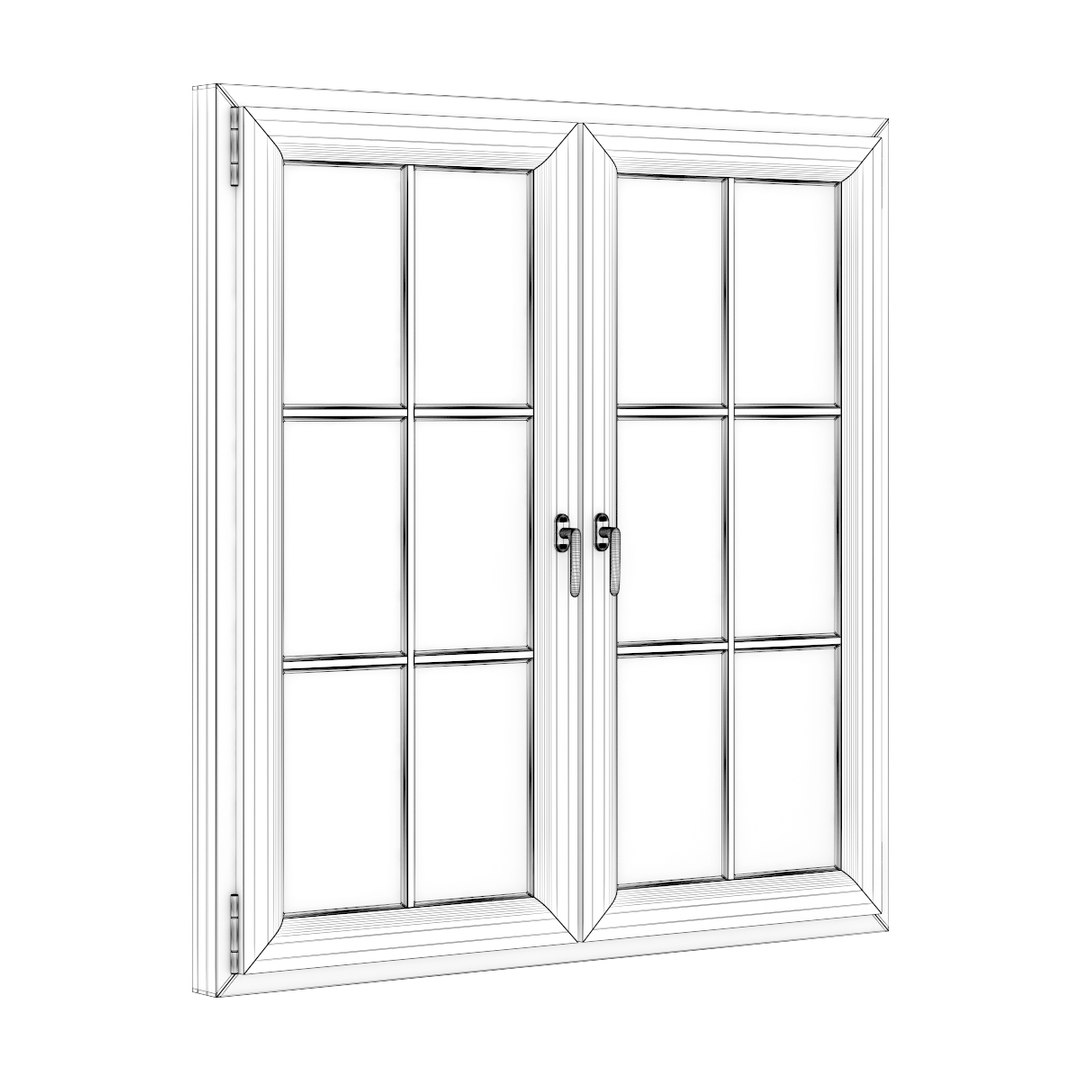 Openable Wooden Window 1530mm 3d Model