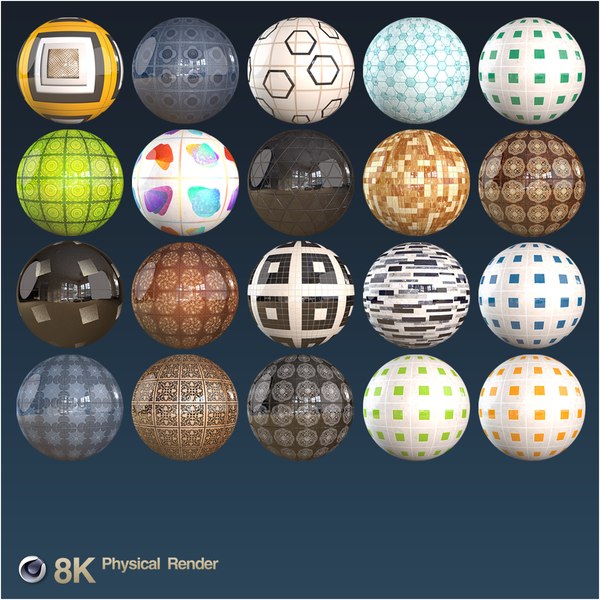 20 Texture PBR 8K Floor Tiles C4D Physical Render 3D model