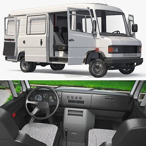 3D Multi Purpose Commercial Transport Van White Rigged