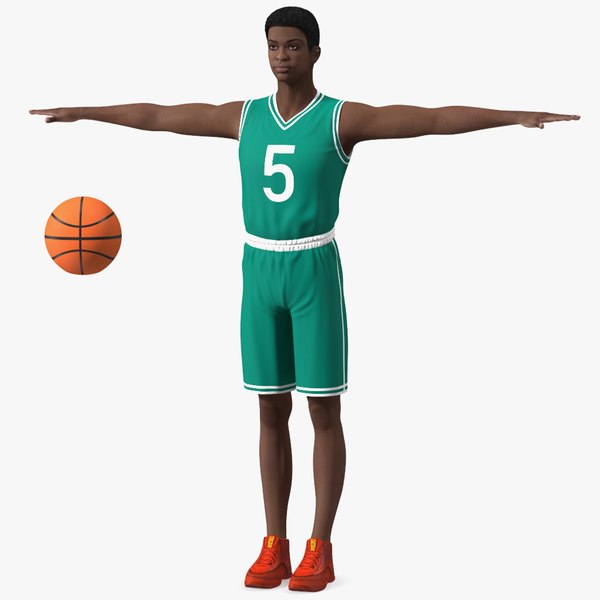 Dark Skin Young Man Basketball Player Rigged for Maya 3D
