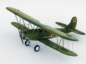 3d model of polikarpov po-2 soviet biplane