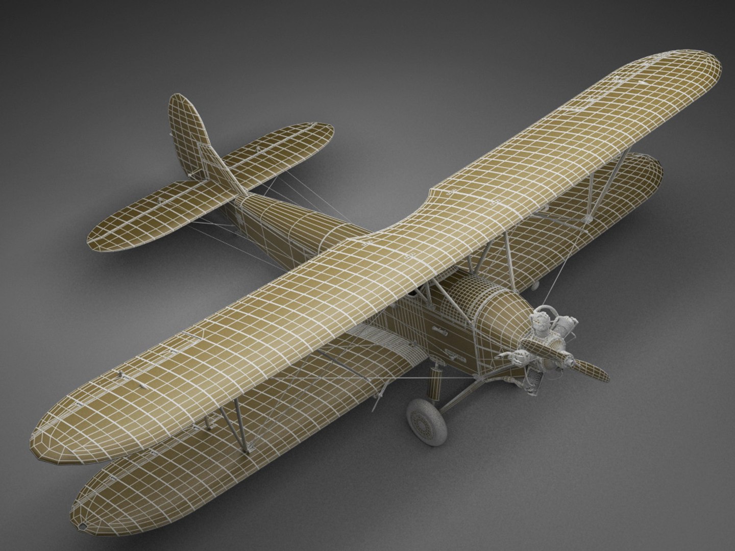 3d model of polikarpov po-2 soviet biplane