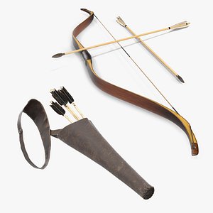 Antique Bow and Letaher Quiver 3D Models Collection