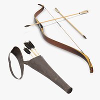 Antique Bow and Letaher Quiver 3D Models Collection