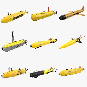3D Collection Unmanned Underwater Vehicles 9 in 1 model