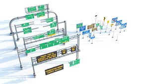 Highway Sign collection 3D model