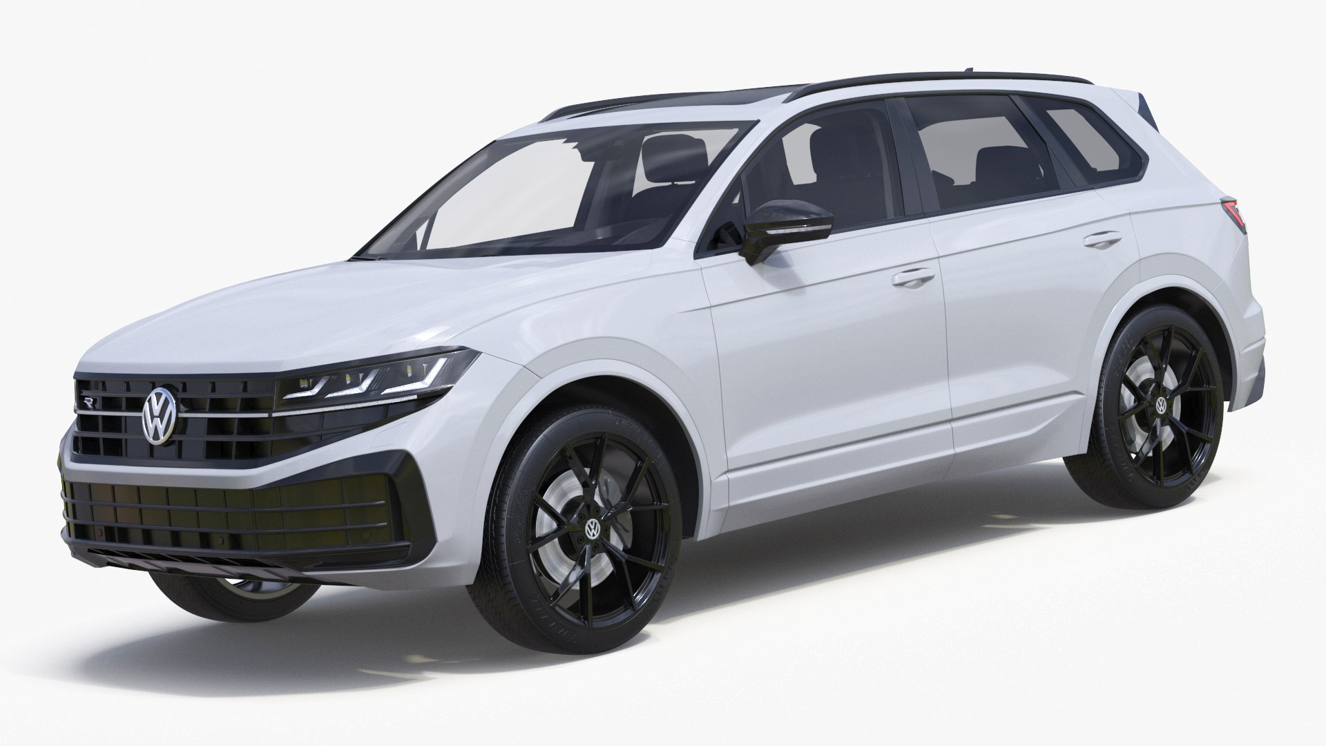Volkswagen Touareg 2024 White 3D model for industrial visualization, technical presentation, simulation, product rendering, and animation