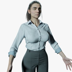 3D Office Girl PBR 8k highdetails rigged 2026 model