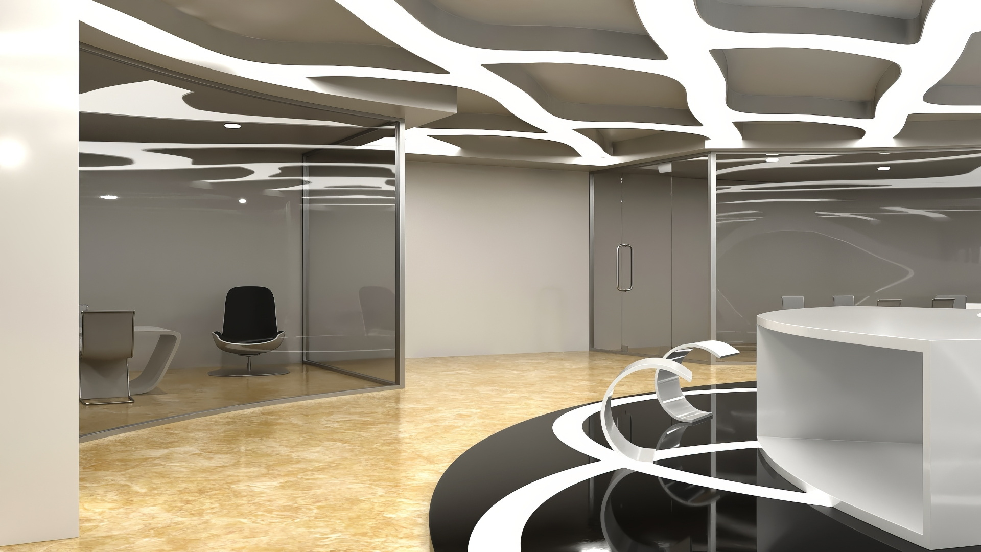 Futuristic Office Interior 3D Model - TurboSquid 2321484