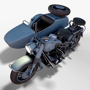 Motorcycle with sidcar 3D