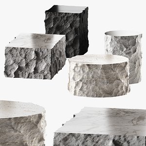 3D Stone coffee table collection Rough rock side decorative shapes