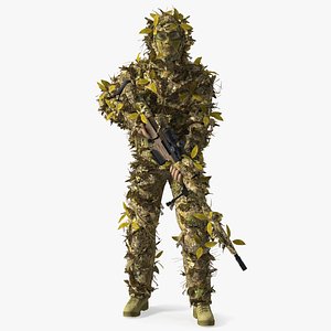 Soldier in Jungle Ghillie Suit 3D model
