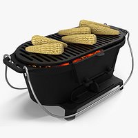 Tabletop Charcoal Grill with Corn
