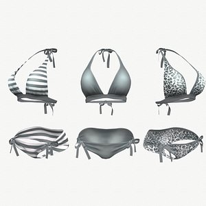 Gray Bikini Swimsuit - 3 colors 3D model