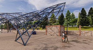 Space Frame Structure Top Cover Revit 3D model