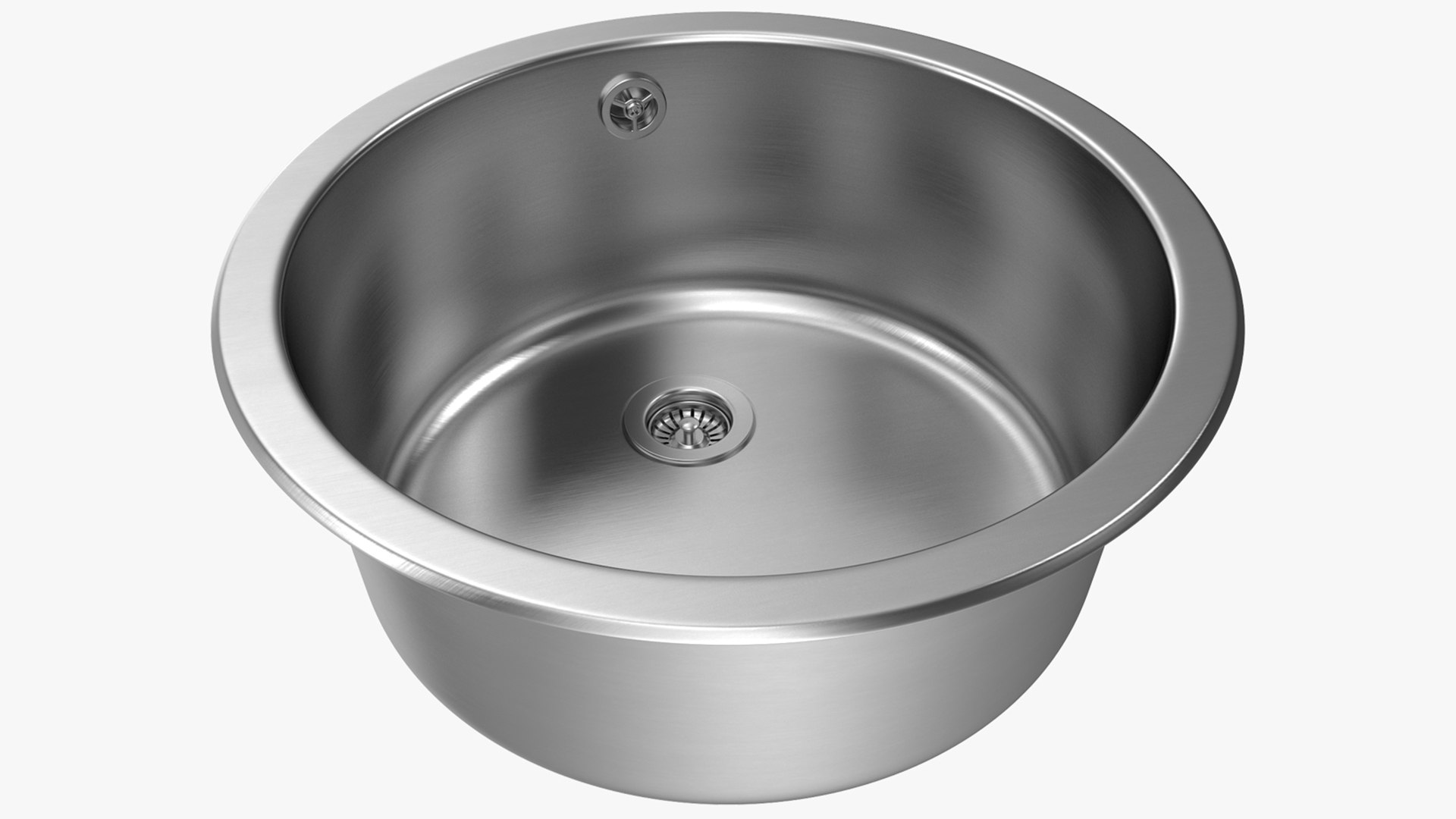 Round Inset Stainless Steel Sink 3D model preview