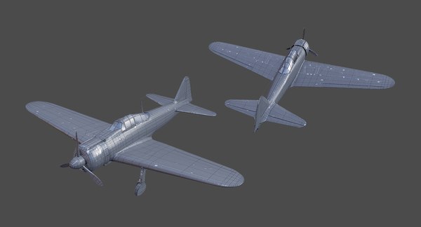 aircraft a6m2 zero real-time 3d max