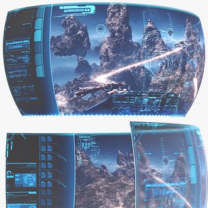 Curved Holographic Display Blue