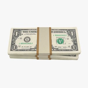 Packs of 1 Dollar Bills 3D model