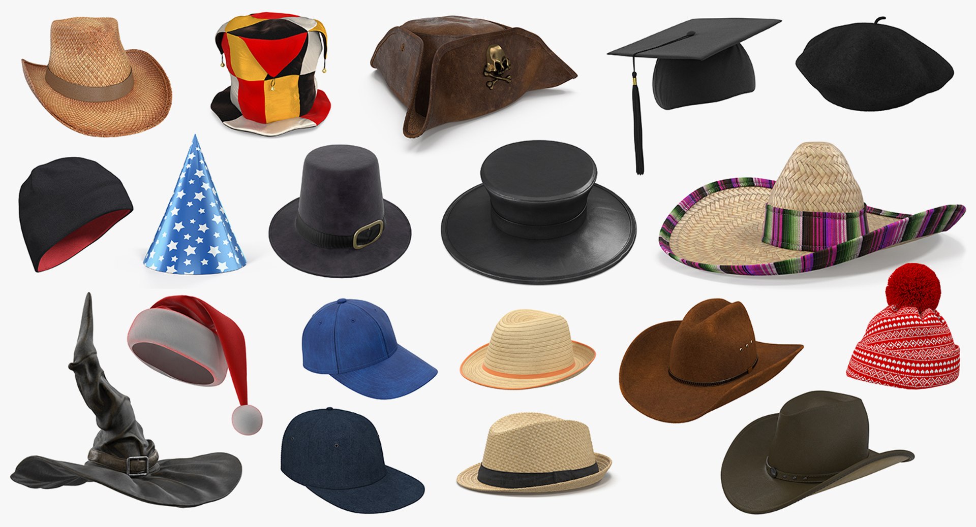hats 4 model https://p.turbosquid.com/ts-thumb/hS/HSL2qI/Fv0fqQhv/hatscollection4mb3dmodel002/jpg/1551049303/1920x1080/fit_q87/b0460f20b7bf6f3416783d65ac6c981e59b8da65/hatscollection4mb3dmodel002.jpg
