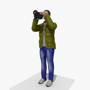 3D Animated Casual Man Tourist with Camera