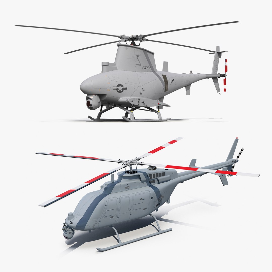 Northrop Grumman Unmanned Helicopters Rigged Collection 3D model preview