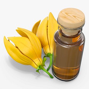 3D Ylang Ylang Oil Bottle with Flower model