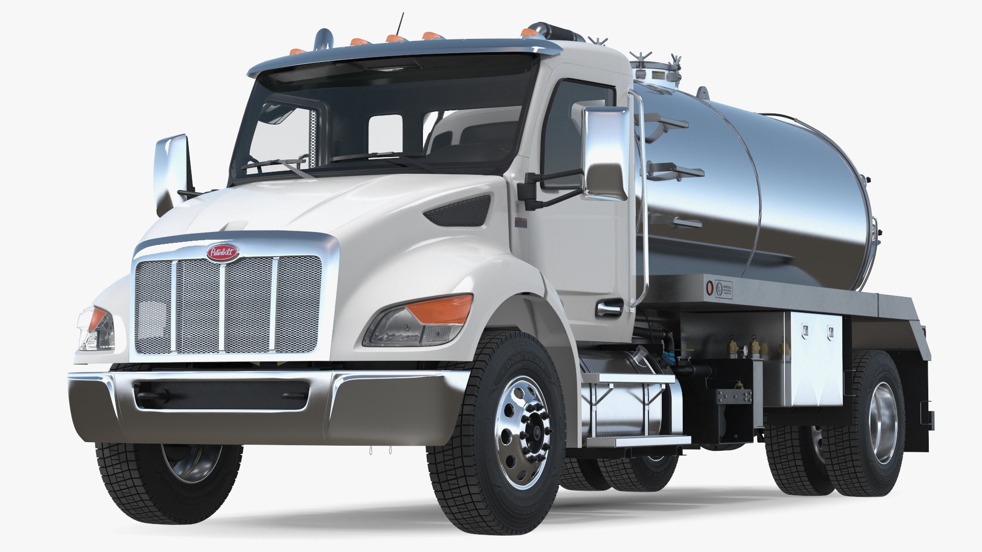 White Vacuum Truck Peterbilt 537 Rigged 3D model preview