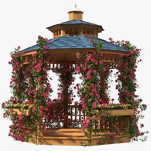 Gazebo Covered with Pink Rose