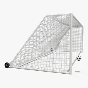 Animated Soccer Ball Flies into Goal Net Slowmotion