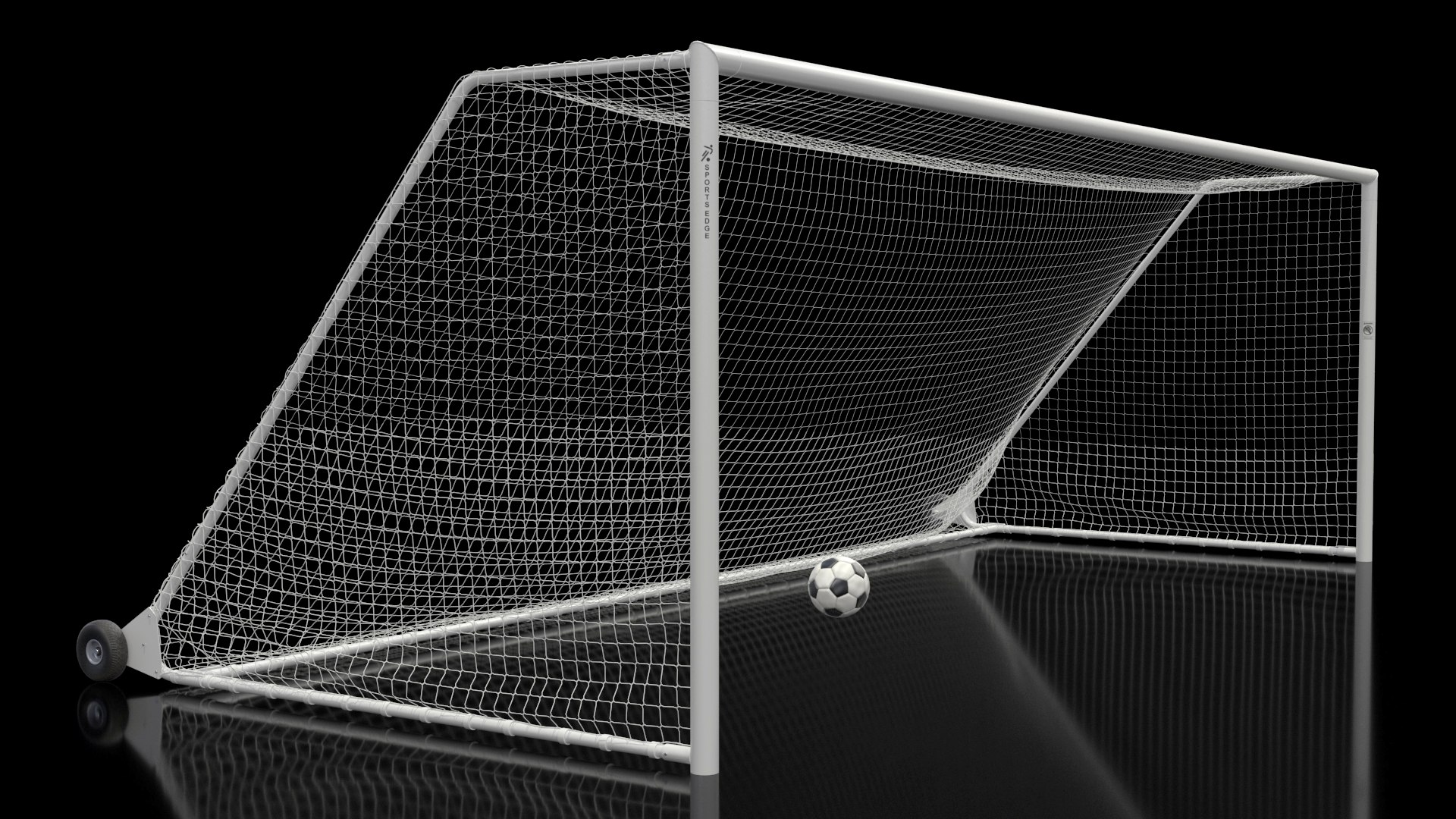 Animated Soccer Ball Flies into Goal Net Slowmotion 3D model preview