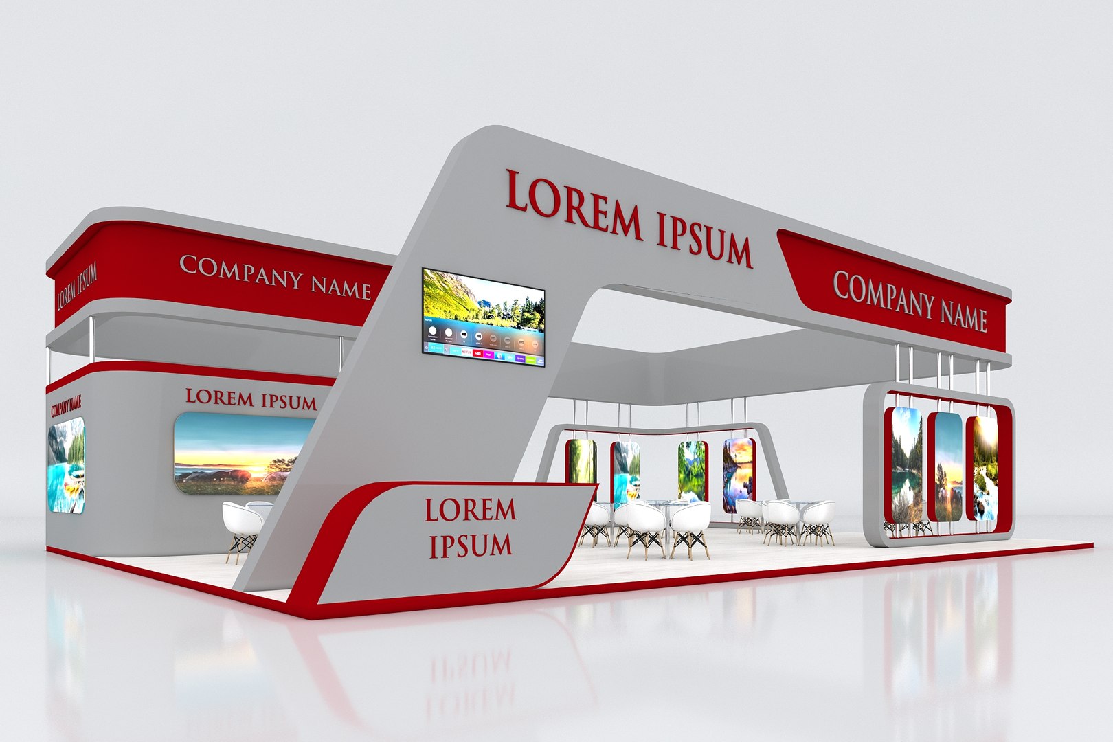 3d Exhibition Stand Booth Stall 12x16m Height 500cm 4 Side Open Model Turbosquid 1835280 