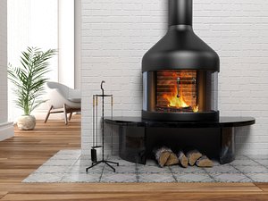 modern fireplace 3D