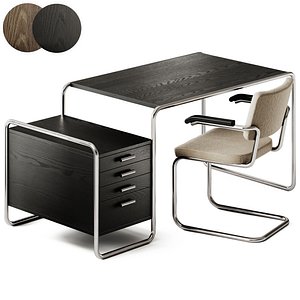 Thonet Writing desk S 285 and Chair S 64 PV 3D