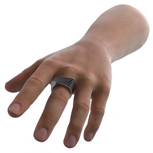 Minimalist Metal Ring Grooved Design on Hand Silver