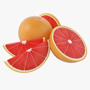 3D Cartoon Grapefruit model