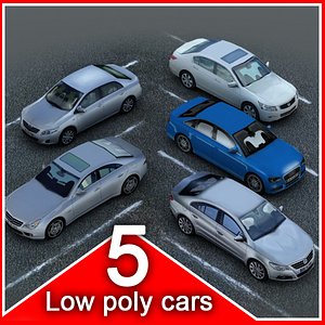 5 low poly Sedans