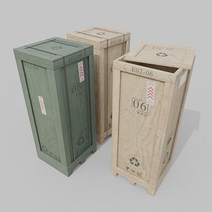 3D Tall Wooden Crate - Customizable Shipping Box model