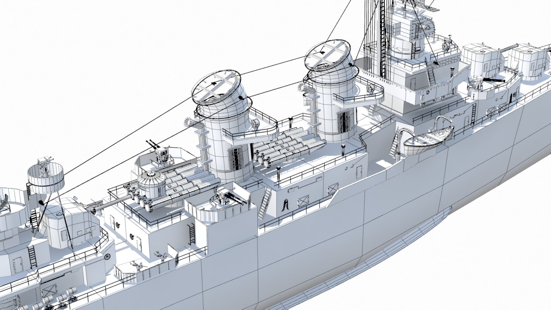 3D Model Highly Detailed Fletcher Destroyer - TurboSquid 2139578