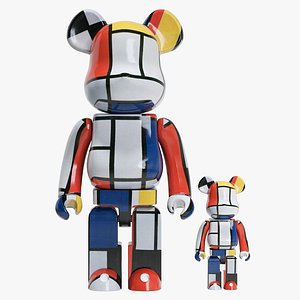 3D Bearbrick Piet Mondrian model