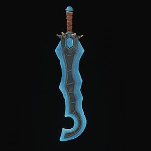 Stylized Crystal Sword with Oni bones PBR low-poly game ready model