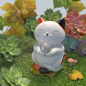 garden maneki neko cat 3D model