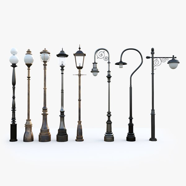 3d model of black lamp street