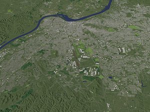 Louisville Kentucky USA in 40 km x 40 km - city and urban model