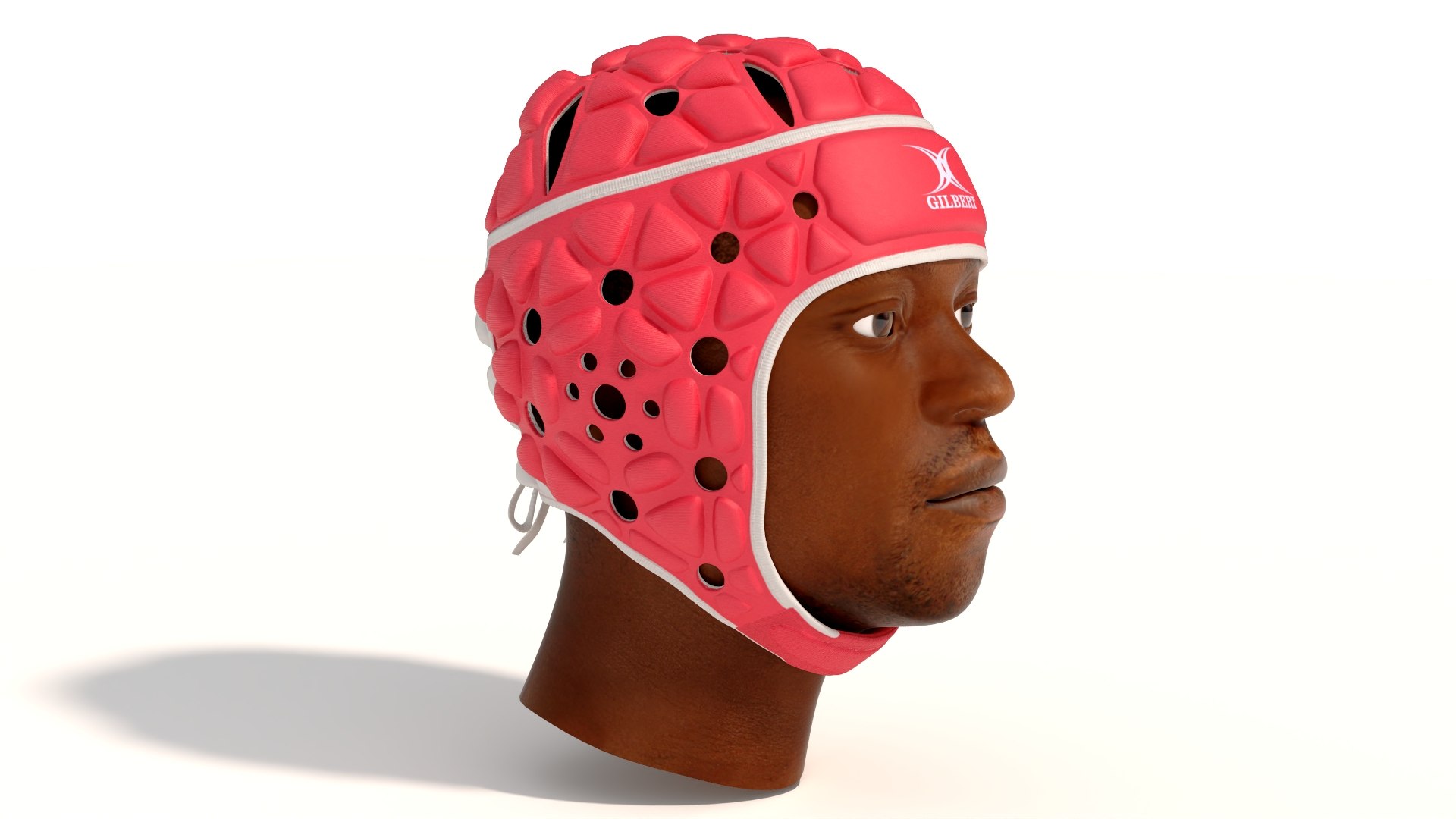 Rugby Helmet on African American Man Head 3D model preview