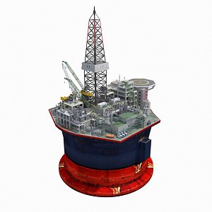 oil rig platform cylindrical 3D model